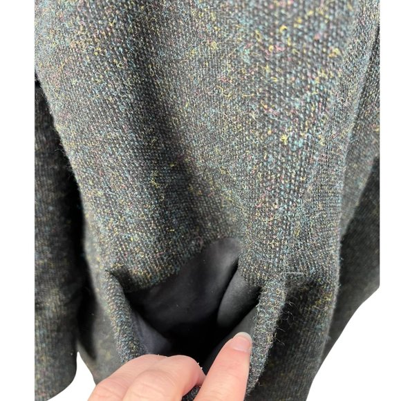 Gray Colored Tweed Wool PAS DE CALAIS Oversized Coat Sz Sm (Missing Fur Collar) - Picture 6 of 15